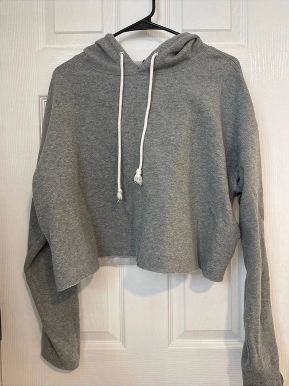 wild fable Gray Cropped Hoodie with Drawstring
